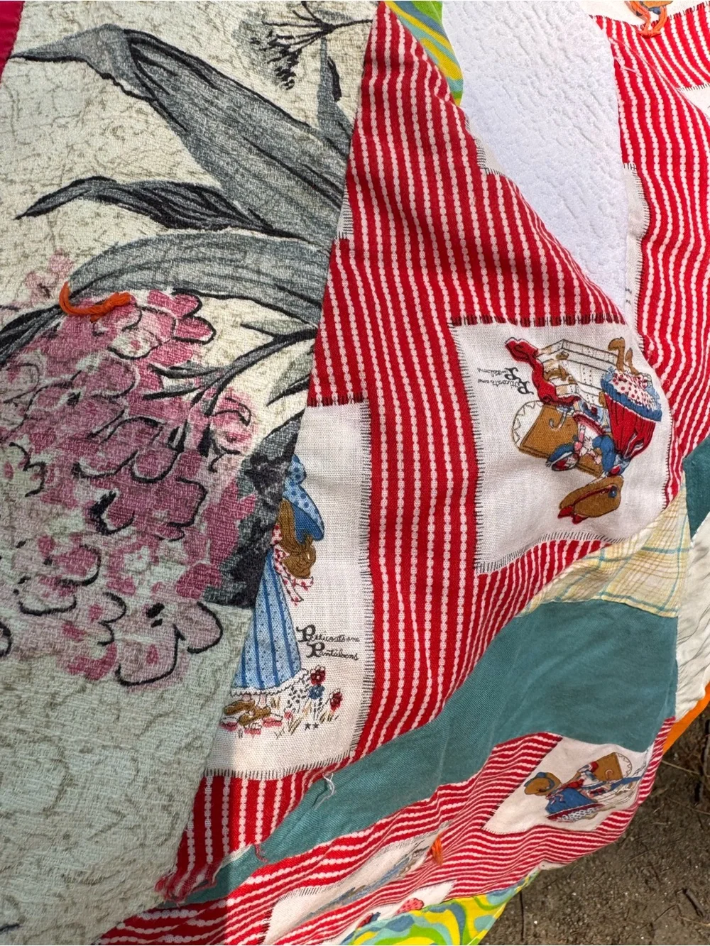 Vintage 1970s Holly Hobbie Quilt toddler size handmade vintage patchwork toddler